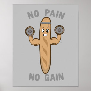 Kein Schmerz kein Schmerz Funny Kawaii Baguette Ar Poster