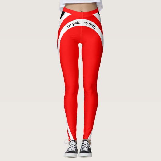 Kein Schmerz kein Schmerz Rot Weiß und Schwarz Leggings (Vorderseite)