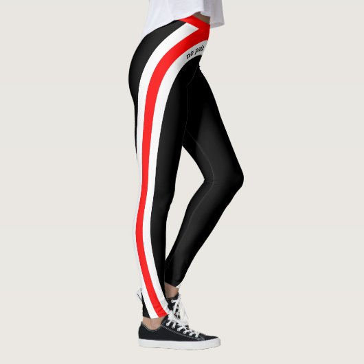 Kein Schmerz kein Schmerz Rot Weiß und Schwarz Leggings (Rechts)