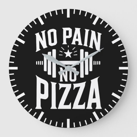 Kein Schmerz, keine Pizza - Funny Gym Workout Große Wanduhr (Vorderseite)