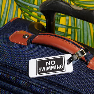 Kein Schwimmen, kühne Schwarz-Weiß-Warnung Gepäckanhänger