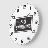 Kein Schwimmen, kühne Schwarz-Weiß-Warnung Große Wanduhr (Winkel)