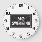 Kein Schwimmen, kühne Schwarz-Weiß-Warnung Große Wanduhr (Vorderseite)