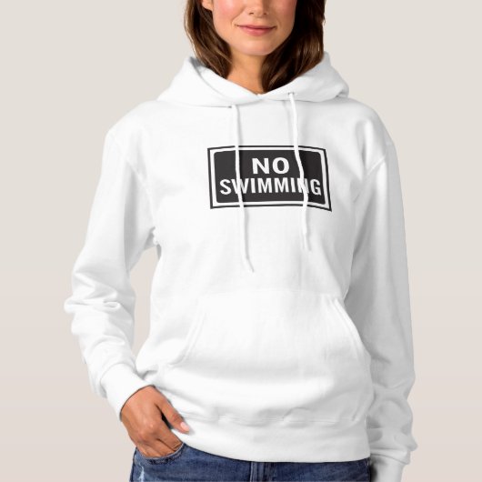 Kein Schwimmen, kühne Schwarz-Weiß-Warnung Hoodie (Vorderseite)