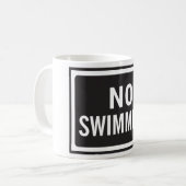 Kein Schwimmen, kühne Schwarz-Weiß-Warnung Kaffeetasse (Vorderseite Links)