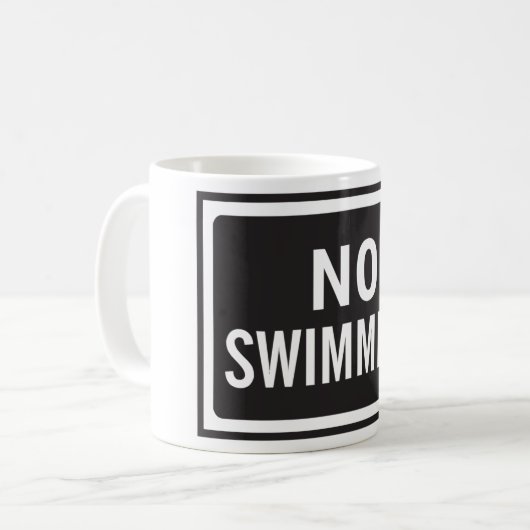 Kein Schwimmen, kühne Schwarz-Weiß-Warnung Kaffeetasse (Vorderseite Links)
