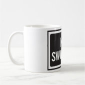 Kein Schwimmen, kühne Schwarz-Weiß-Warnung Kaffeetasse (Links)