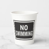 Kein Schwimmen, kühne Schwarz-Weiß-Warnung Pappbecher (Vorderseite)