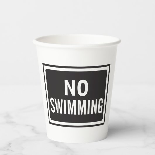 Kein Schwimmen, kühne Schwarz-Weiß-Warnung Pappbecher (Vorderseite)