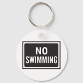 Kein Schwimmen, kühne Schwarz-Weiß-Warnung Schlüsselanhänger (Rückseite)