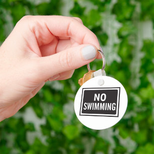 Kein Schwimmen, kühne Schwarz-Weiß-Warnung Schlüsselanhänger