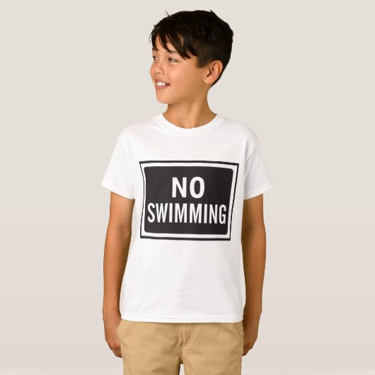 Kein Schwimmen, kühne Schwarz-Weiß-Warnung T-Shirt (Vorne ganz)