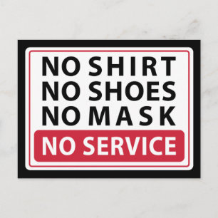 Kein Shirt ohne Schuhe keine Maske kein Service Postkarte