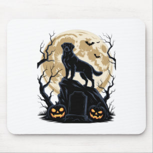 Kein sichtbarer Text erkannt. Spooky Halloween Dog Mousepad