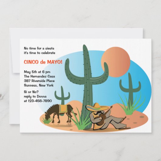 Kein Siesta ist es Einladung Cinco Des Mayo (Vorderseite)
