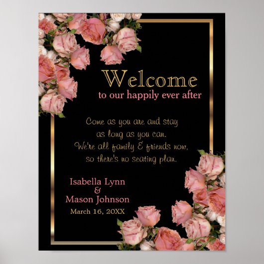 Kein Sitzplan - Elegante, rosa Hochzeiten - Rose Poster (Vorne)