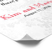 Kein Sitzplan - Hochzeit in tiefen Rote Rosen Poster (Ecke)