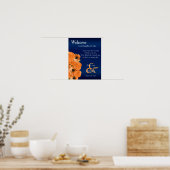 Kein Sitzplan - Schöne Orange Rose und Blau Poster (Küche)
