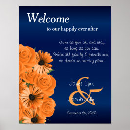 Kein Sitzplan - Schöne Orange Rose und Blau Poster
