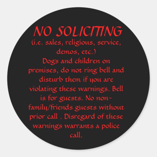 KEIN SOLIZITING-Aufkleber (schwarz) Runder Aufkleber (Vorderseite)