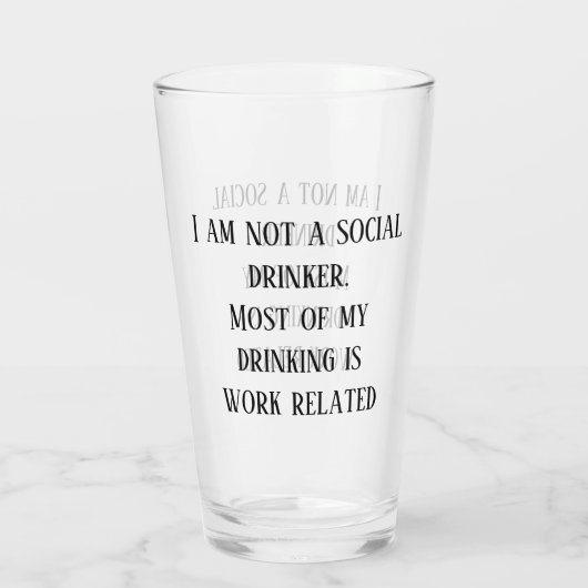 Kein sozialer Drinker Funny Pint Stein Glas (Rückseite)