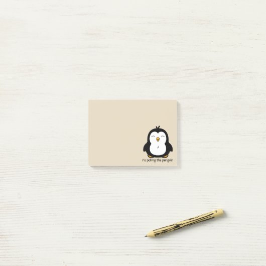 Kein Stoßen der Pinguin-Beige Post-it Klebezettel (Auf Schreibtisch)
