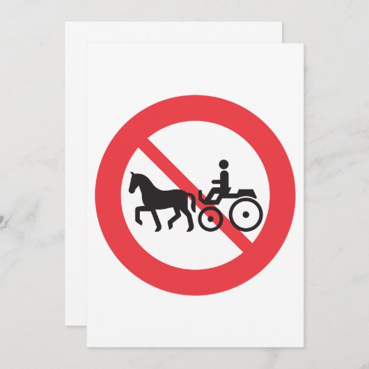 Kein Straßenzeichen für Pferde und Buggy Einladung (Vorne/Hinten)