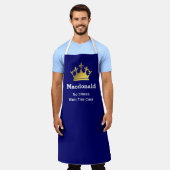 KEIN STRESS-KOCH | Personalisierte Krone | BLAUE Schürze (Getragen)