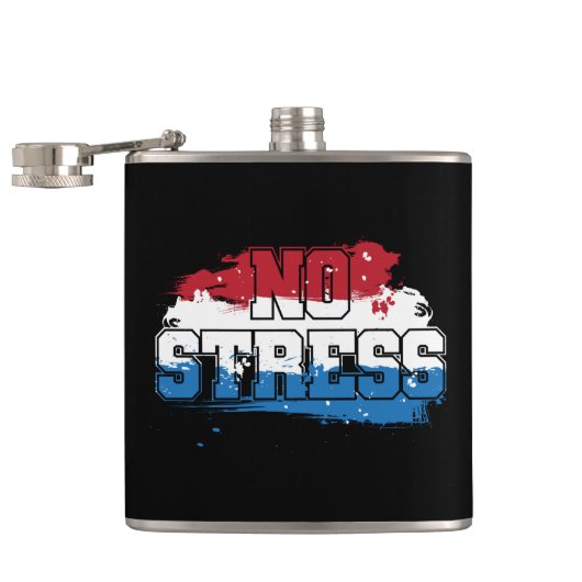 Kein Stress - Red White Blue Positive Mindset Flachmann (Geöffnet)