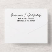 Kein Thema, nur Liebe in einer Hochzeit Einladung (Rückseite)