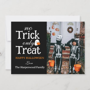 Kein Trick nur Leckerei Spooky Halloween Familie F Feiertagskarte