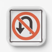 Kein U-Turn-Zeichen für die Straßenverkehrssicherh Pappteller (Vorderseite)