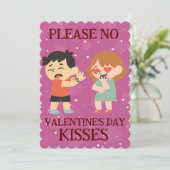 Kein Valentinstag Kisses Funny Cartoon Feiertagskarte (Stehend Vorderseite)