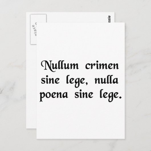 Kein Verbrechen und keine Strafe ohne Gesetz. Postkarte (Vorne/Hinten)
