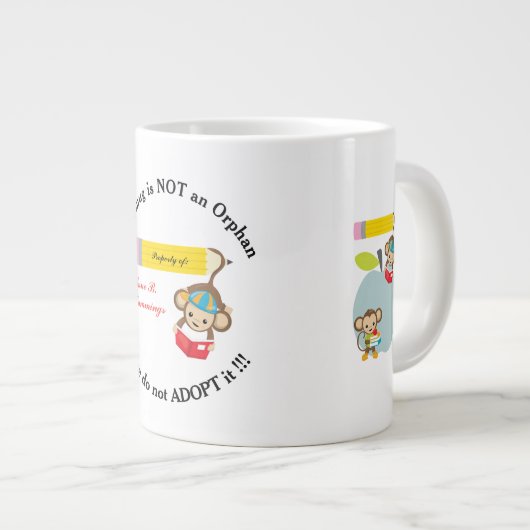Kein Waisenkind Bitte Adoptier keinen Affenleser Jumbo-Tasse (Vorderseite Rechts)