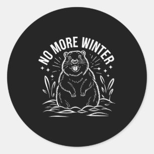 Kein weiterer Winter Groundhog Day Lustiger Sarkas Runder Aufkleber