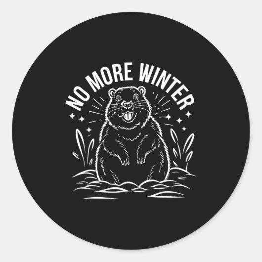 Kein weiterer Winter Groundhog Day Lustiger Sarkas Runder Aufkleber (Vorderseite)