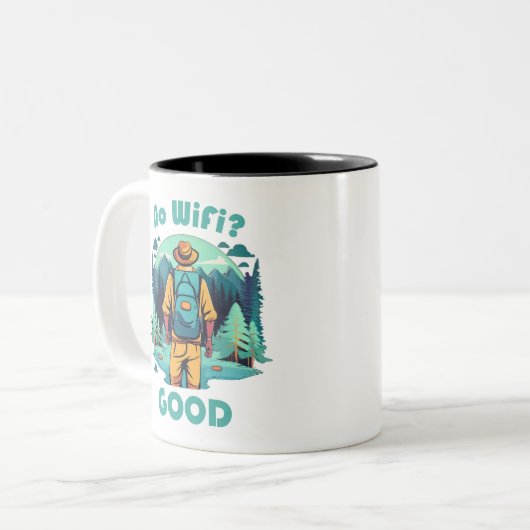 Kein WLAN-guter Backpacker Zweifarbige Tasse (Vorderseite Links)