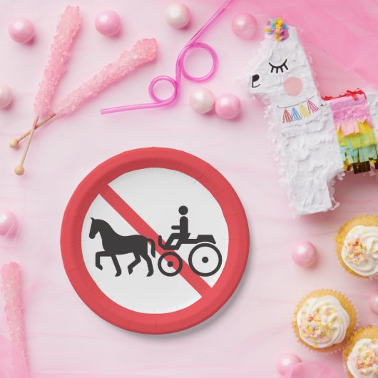Kein Zeichen für Pferde und Buggy Pappteller (Party)