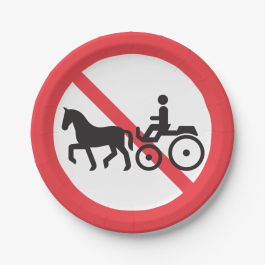 Kein Zeichen für Pferde und Buggy Pappteller (Vorderseite)