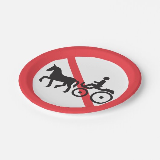 Kein Zeichen für Pferde und Buggy Pappteller (Schrägansicht)