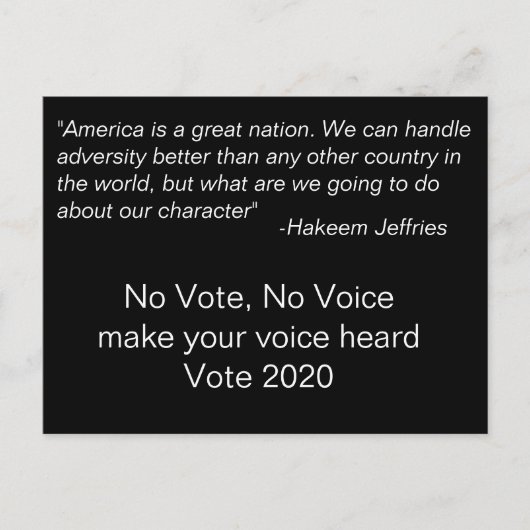 Keine Abstimmung, kein Voice Hakeem Jeffries Zitat Postkarte (Vorderseite)
