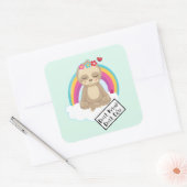 Keine Ahnung von Text - Niedliche Meditierungshüls Quadratischer Aufkleber (Umschlag)