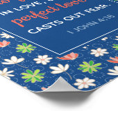 Keine Angst in der Liebe I John 4:18 Blue Floral P Poster (Ecke)