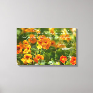 Keine Angst in Liebe Bible Verse Christliche Blume Leinwanddruck