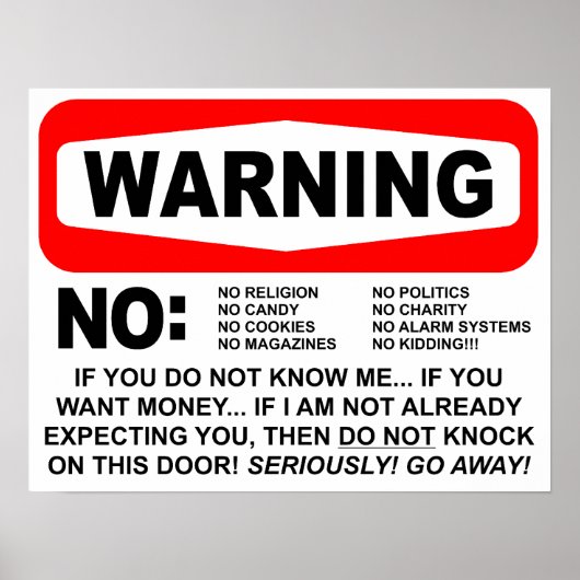 Keine Anwälte, die ein Zeichen warnen Poster (Vorne)