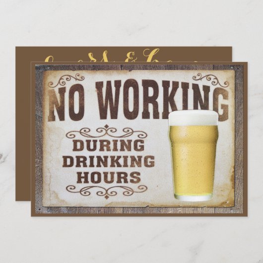 "Keine Arbeit" Männer zweiseitig zum Geburtstag Einladung (Vorne/Hinten)