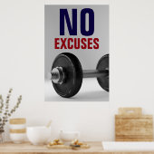 Keine Ausreden Bodybuilding Fitness Inspiration Poster (Küche)