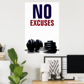 Keine Ausreden Bodybuilding Fitness Inspiration Poster (Heimbüro)