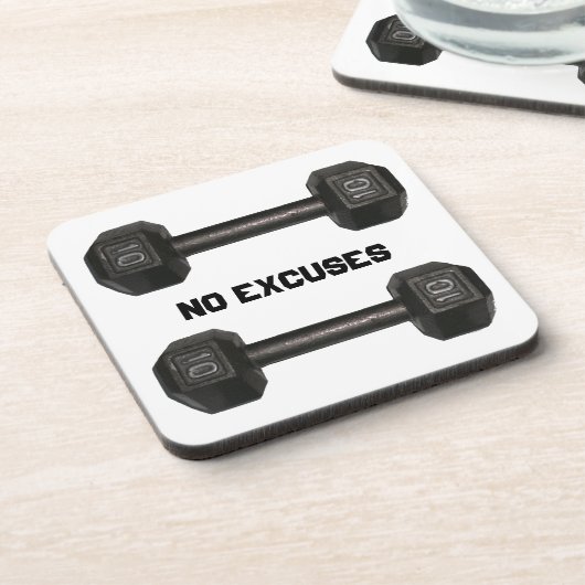 "Keine Ausreden" Dumbells-Untersetzer Getränkeuntersetzer (Linke Seite)